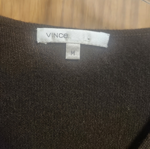 VINCE Brown Cashmere Tunic Sweater Dress V-Neck Sz M - Picture 5 of 6